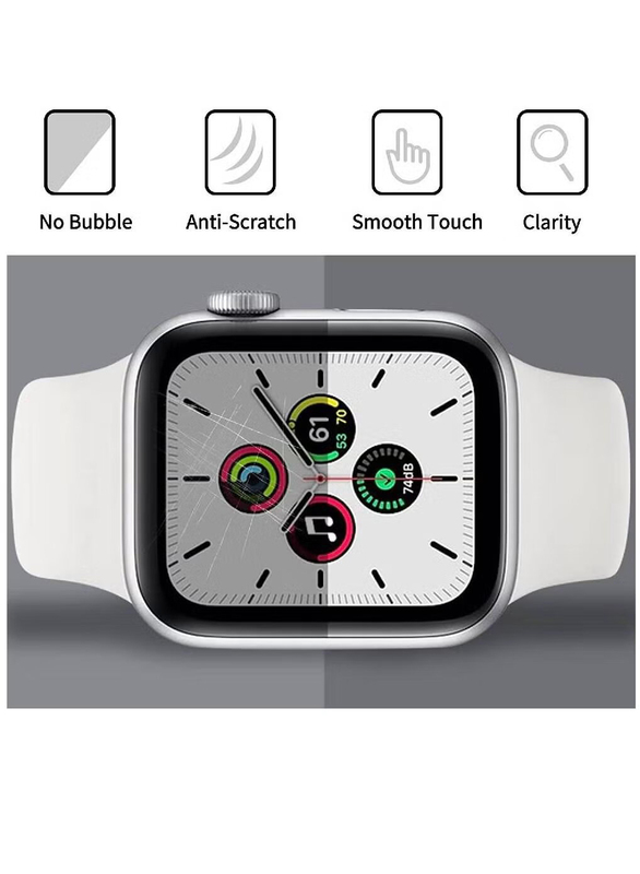 Zoomee 2-Piece Full Coverage Easy Installation Bubble-Free Screen Protector for Apple Watch Series 8/7 41mm, Clear/Black