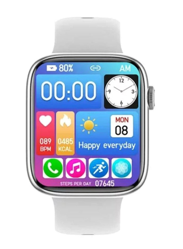 HD Full Touch Screen Bluetooth Call Smartwatch with Heart Rate Blood Oxygen Blood Pressure Sleep Monitor for Android and iPhone, White