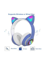 Gennext LED Light Cat Wireless Over-Ear Headphones, Blue