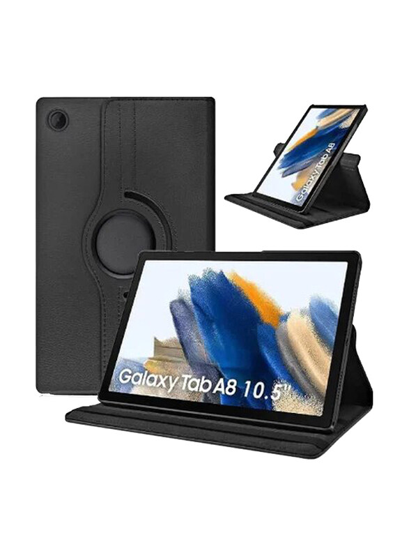 

Generic 10.5-inch Samsun Galaxy Tab A8 360 Degree Rotating Stand Auto Sleep & Wake Leather Smart Tablet Case Cover, Black