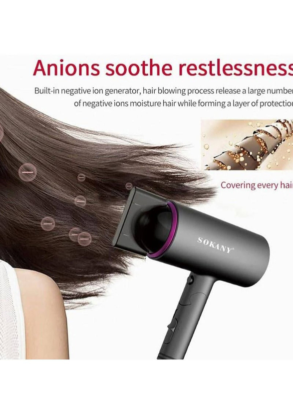 Sokany Ion AC Motor Quick Hair Dryer, 1600W, SK-2221, Grey