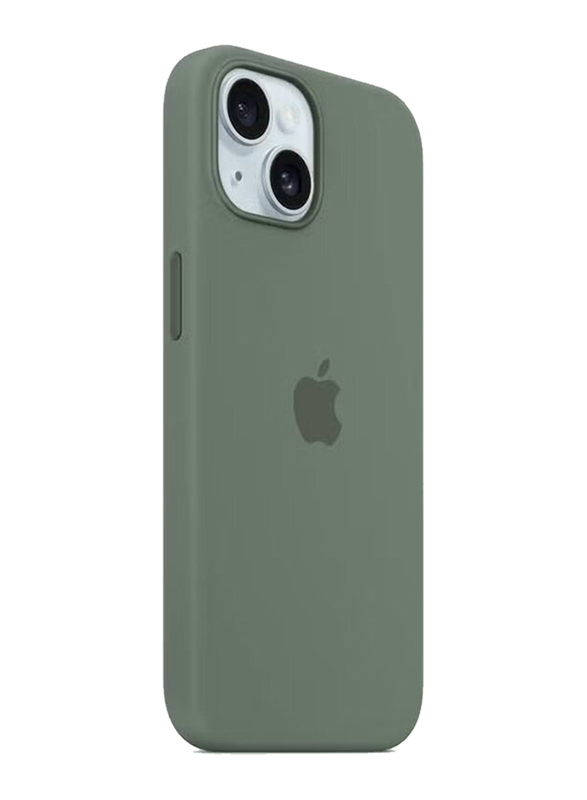 Gennext Apple iPhone 15 Slim Liquid Silicone Shockproof Protective Anti-Scratch Microfiber Mobile Phone Case Cover, Green