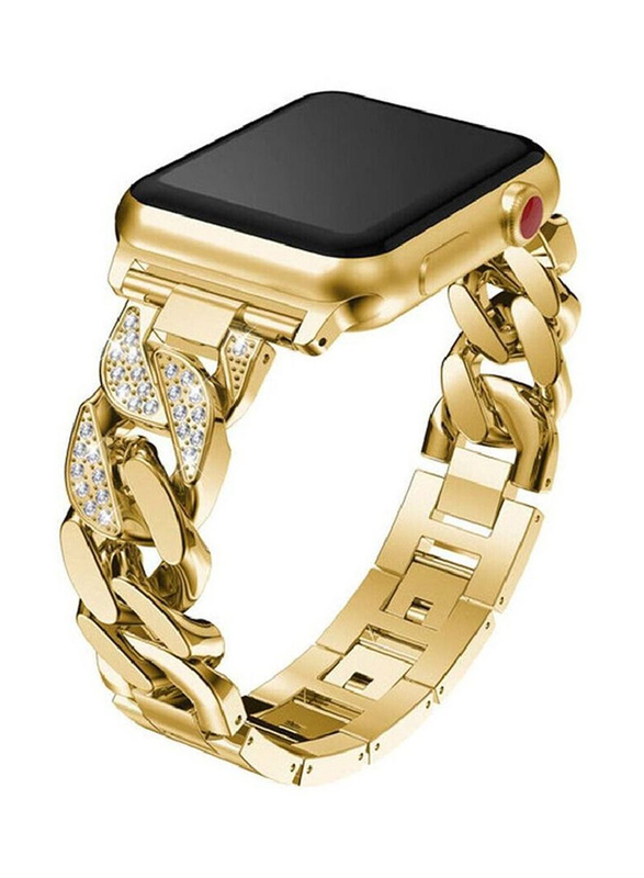 

Gennext Replacement Women Bling Diamond Bracelet Strap for Apple Watch Series 7/6/5/4/3/2/1/SE 41/40/38mm, Gold