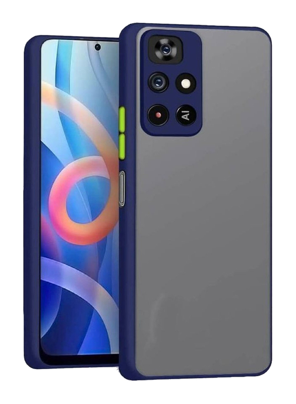 Redmi Note 11T 5G Silicone Bumper Shockproof Matte Translucent Back Case Cover, Blue