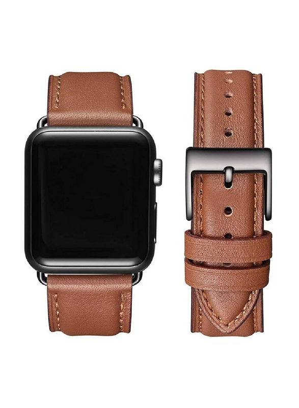 Gennext Replacement Genuine Leather Strap for Apple iWatch Series 8/7/6/5/4/3/2/1/SE/Ultra 49mm/42mm/44mm/45mm, Brown