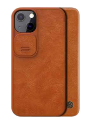 Nillkin Apple iPhone 13 Leather Mobile Phone Case Cover with Wallet Slide Camera, Brown