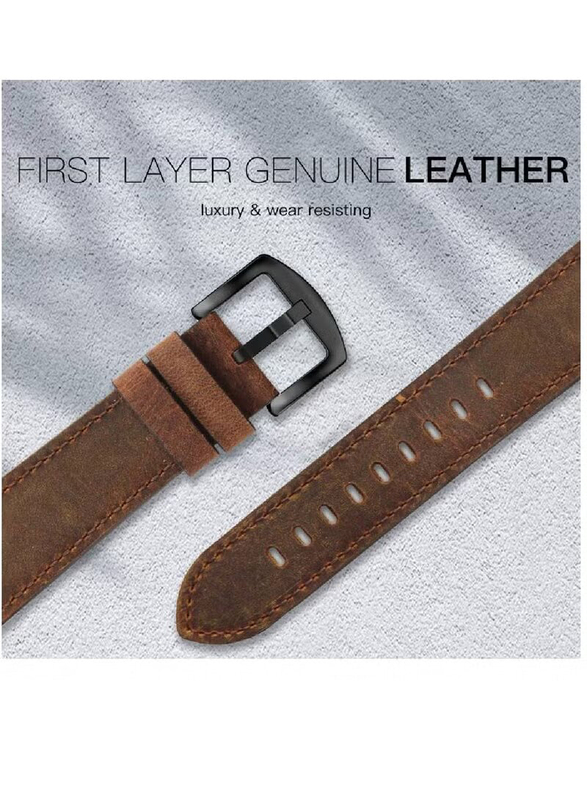 Gennext Replacement Genuine Leather Band Compatible With Apple Watch Series 8/7/SE/6/5//4/3/2/1, Brown