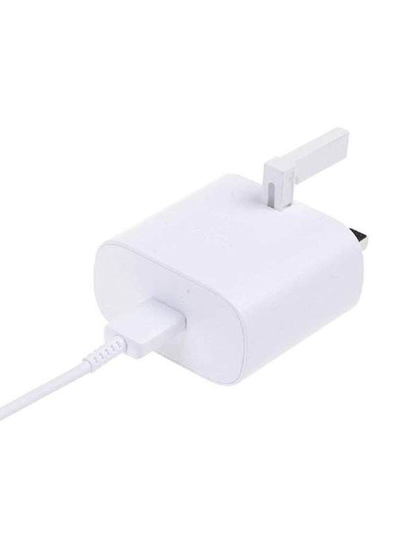 25W Fast Charging Mobile Phone UK-Wall Charger with USB-C Cable, White
