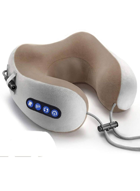 Gennext Electric Travel Neck Kneading Massage Pillow with U-Shaped Memory Foam, Brown