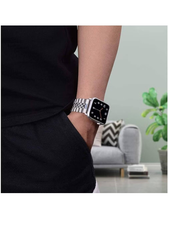 Zoomee Replacement Stainless Steel Metal Bracelet Band Compatible with Apple Watch 41mm/40mm/38mm, Silver