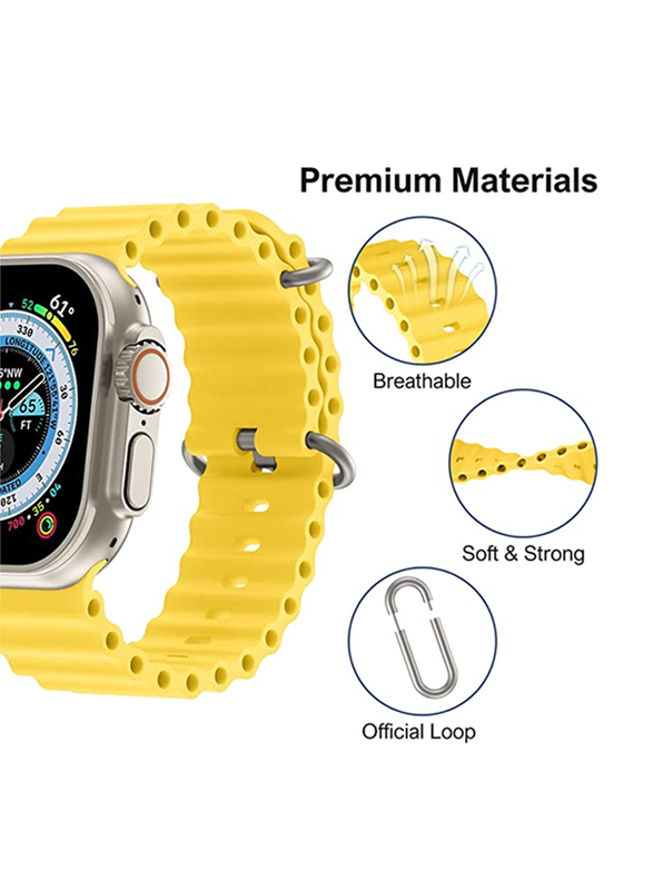 Sport Silicone Band for Apple Watch Band 38mm/40mm/42mm/44mm/41mm/45mm/49mm, Yellow