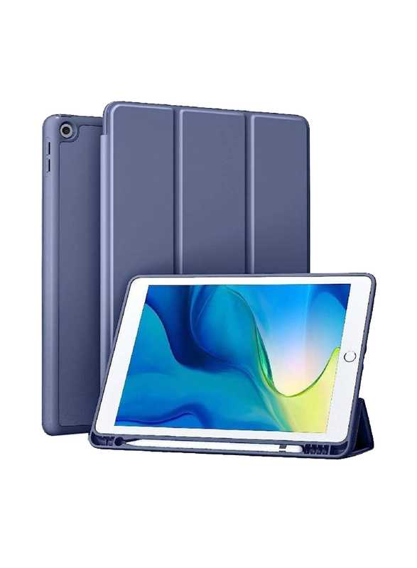 Gennext Apple iPad 10.2-inch 9th/8th/7th Generation 2021/2020/2019 Slim Soft TPU Back Smart Magnetic Stand Protective Tablet Flip Case Cover with Pencil Holder, Blue