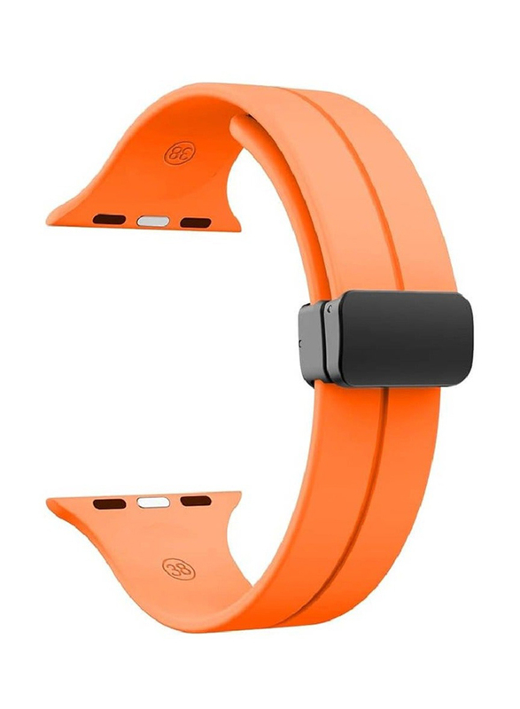 Gennext Soft Silicone Magnetic Buckle Replacement Sport Watch Band for Apple Watch 42/44/45/49mm, Orange