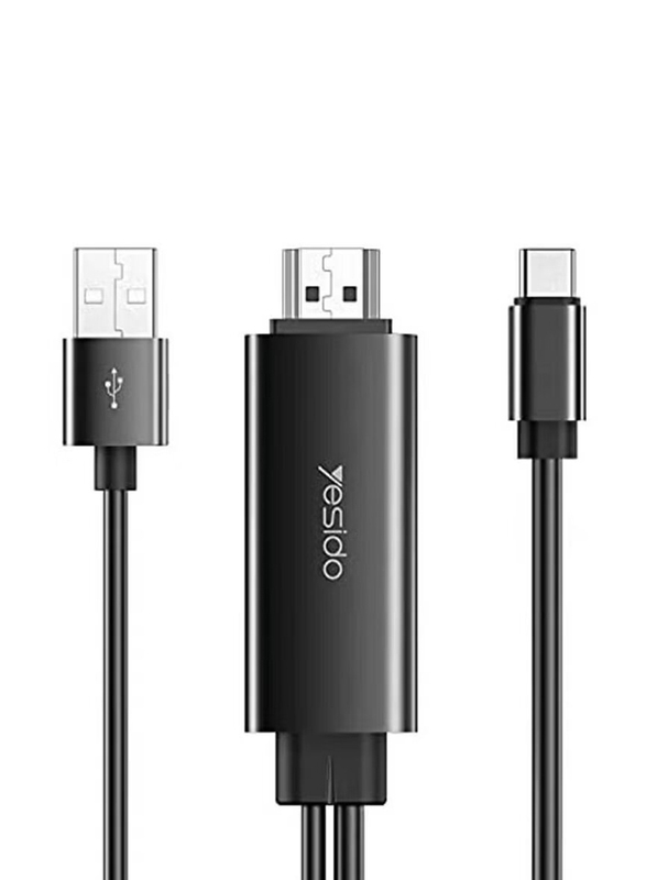 Yesido One Size USB Type-C and USB Type-A Adapter, HDMI Male to Multiple Types for Smartphones, HM03, Black