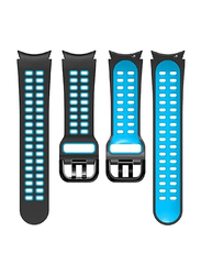 Gennext Two Colour Silicone Replacement Band for Samsung Galaxy Watch 6 Classic 47/43mm/5 Pro 45mm/4 Classic 46/42mm, Black/Blue