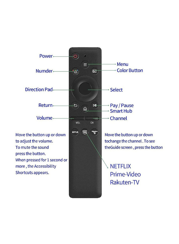 Gennext Universal Remote Control Replacement for All Samsung LCD LED QLED HDTV 3D 4K 8K UHD Smart TV, with Netflix, Black