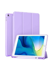 Gennext Apple iPad 9th Gen 10.2-Inch Slim Soft TPU Back Smart Magnetic Stand Protective Cover Cases with Pencil Holder, Purple