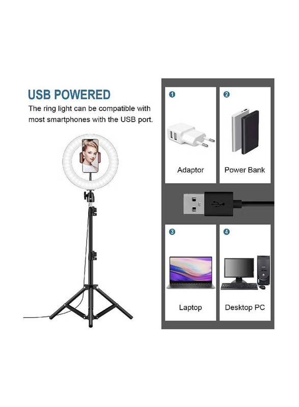 Gennext 10 Inch RGB LED Selfie Ring Light with Tripod Stand & Cell Phone Holder for Live Stream/Make Up/YouTube/TikTok/Photography/Video Recording, Multicolour