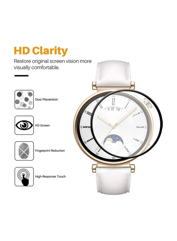 Zoomee Protective HD Clarity Anti-Scratch Bubble-Free and Dust-Free Premium Tempered Glass Screen Protector for Huawei Watch GT 4 41mm, Clear/Black