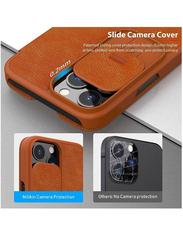 Nillkin Apple iPhone 12 Pro Max Leather Camera Protection Mobile Phone Case Cover with Wallet Card Holder, Brown