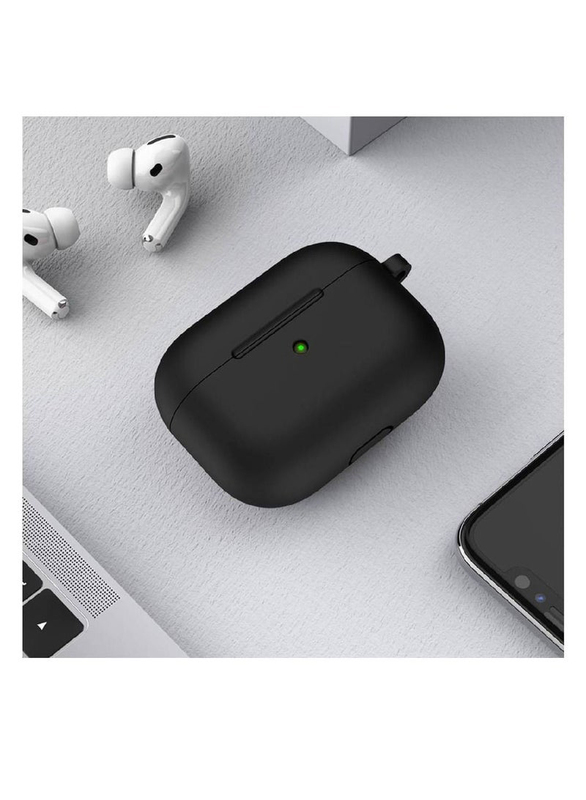 Gennext Protective Shockproof Silicone Supports Wireless Charging with a Durable Carabiner for Apple Airpods Pro, Black