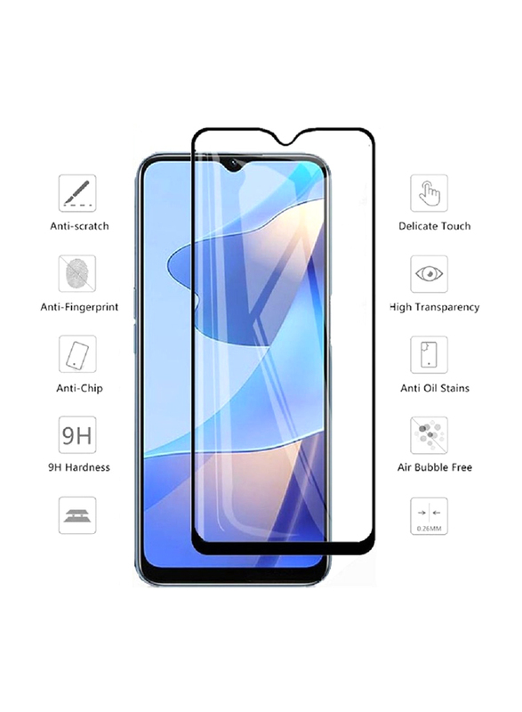 OPPO A56 5G 9H Full Coverage Tempered Glass Mobile Phone Screen Protector, Clear/Black