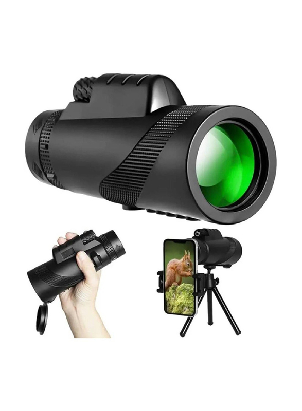 Universal Indoor/Outdoor 40 x 60 HD Zoom Optic Lens Day Night Vision Monocular and Tourism Telescope Binoculars Scope for Smartphones, Black