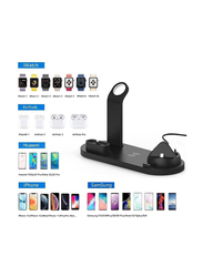 Gennext 10W Max Fast 6 in 1 Multi-Function Wireless Charger Stand for Apple Watch/Air Pods Pro/2/Apple iPhone 13/12/11/Samsung/Huawei, Black