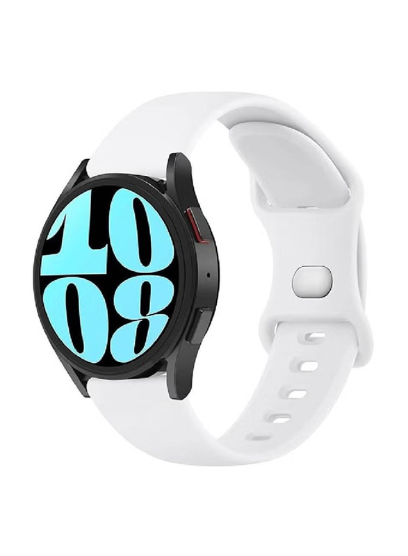 Gennext Adjustable Quick Release Silicone Replacement Band for Samsung Galaxy Watch 4/4 Classic/5/5 Pro/6/6 Classic, White