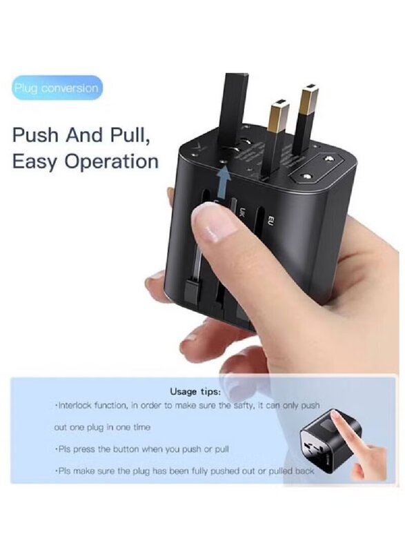 Yesido Universal Travel Adapter, MC09, Black