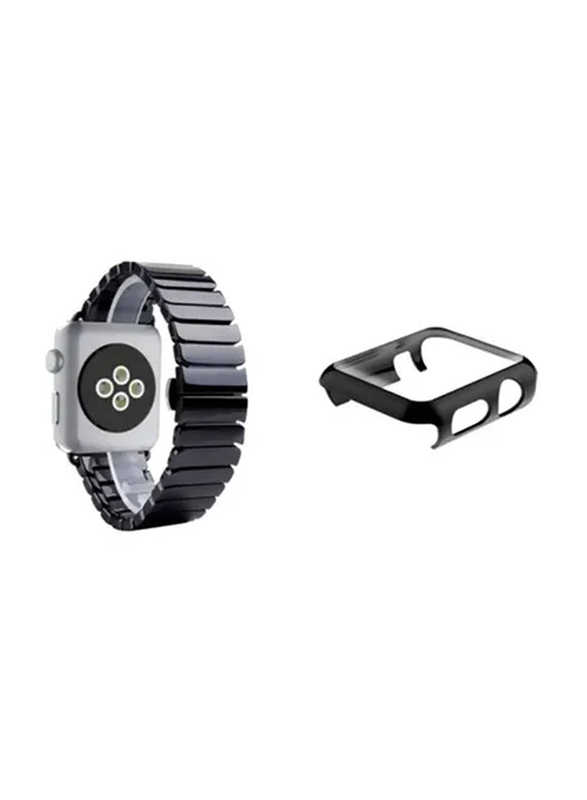 Zoomee Replacement Band with Case Cover & Adapter for Apple Watch 42mm, Black