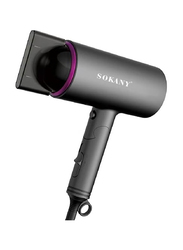 Sokany SK-2221 Ion Hair Dryer AC Motor Quick Drying Travel Hair Dryer Foldable Small 1 Speed 3 Temperature Settings Includes Styling Nozzle, Grey