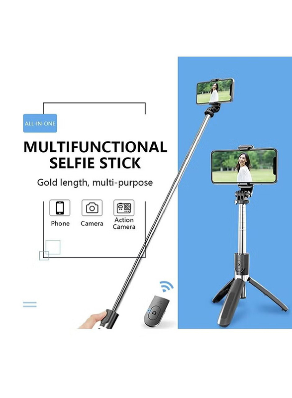 40 Inch Portable Aluminium Alloy Selfie Stick & Phone Tripod with Wireless Remote Shutter for iPhone/Android/Samsung Smartphones, Black