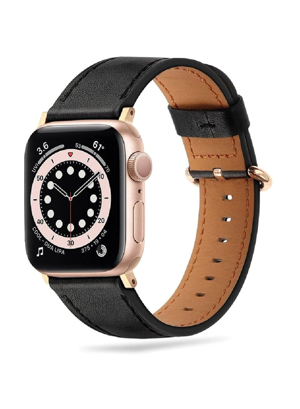 Replacement Genuine Leather Strap for Apple iWatch Series 8/7/6/5/4/3/2/1/SE/Ultra 49/45/44/42mm, Black