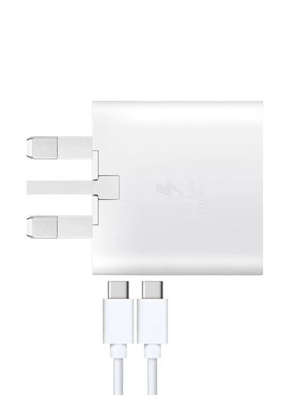 Gennext 45W UK Travel Adaptor, with USB Type-C Cable for Smartphones, White