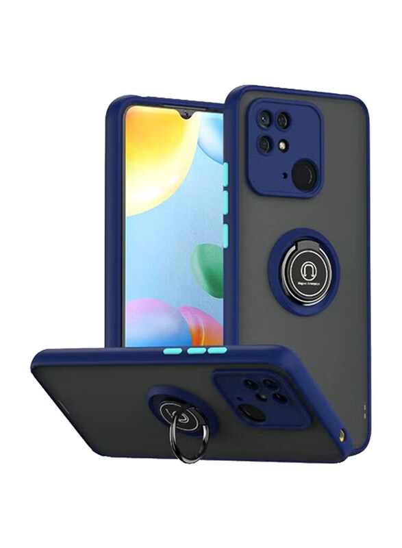 

Gennext Xiaomi Redmi 10C Soft Bumper Hybrid Protective Mobile Phone Cover Case with Ring Holder, Blue/Grey