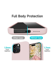 Apple iPhone 15 Pro Max 6.7-inch Protective Shockproof Soft Liquid Silicone Anti-Scratch Microfiber Lining Mobile Phone Case Cover, Pink