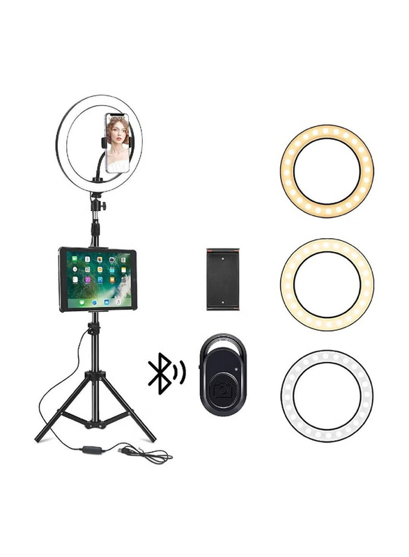 Gennext 10" Selfie Ring Light with 210CM Long Tripod Stand & Cell Phone Holder, Black