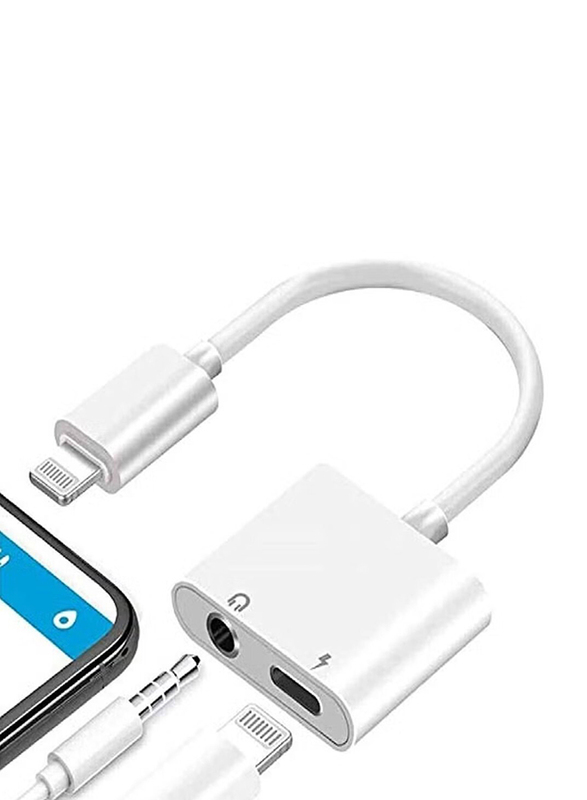 Gennext 2 in 1 Dual Lightning Charger Headphones Adapter & Splitter, Lightning to Lightning Cable for iPhone/iPad, White