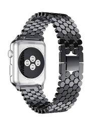 Gennext Stainless Steel Metal Replacement Band Honeycomb Design for Apple Watch 42/44/45/49mm, Black