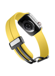 Replacement Soft Sport Wristband Magnetic Clasp Band for Apple Watch Series Ultra 2/9/8 Ultra/8/7/6/5/4/3 SE 45mm 44mm 42mm, Yellow
