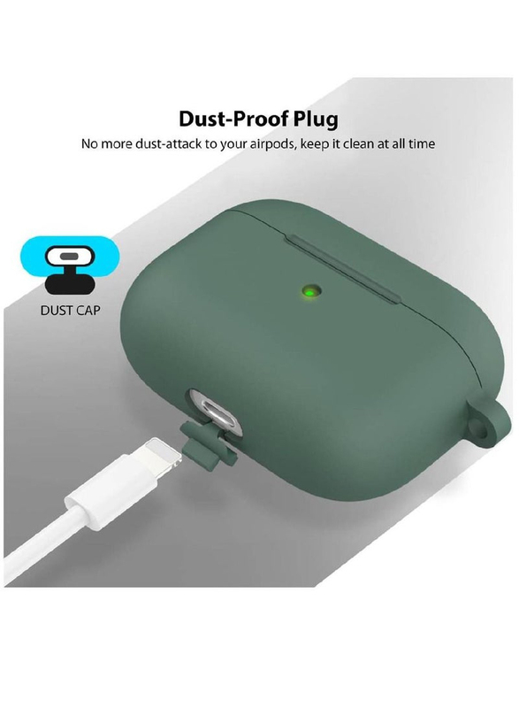 Gennext Protective Shockproof Silicone Supports Wireless Charging with a Durable Carabiner for Apple Airpods Pro, Green