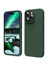 Apple iPhone 15 Pro 6.1 Inch Protective Shockproof Soft Liquid Silicone Anti-Scratch Microfiber Lining Mobile Phone Case Cover, Green