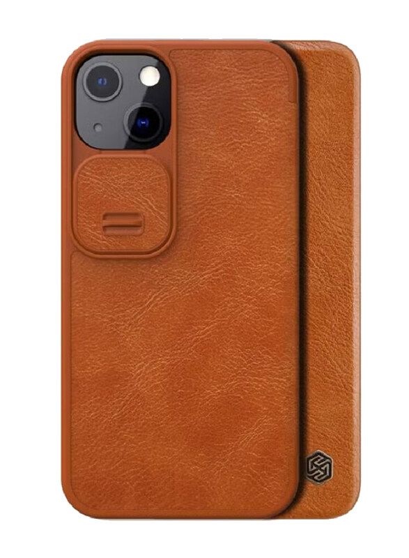 

Nillkin Apple iPhone 14 Plus Qin Pro Flip Leather Wallet Mobile Phone Case Cover with Card Holder & Slide Camera Protection, Brown