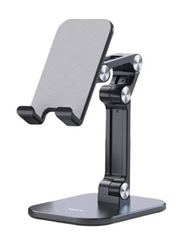 Double Folding Free Rotation Support Mobile Phone Holder for Smartphones, Black