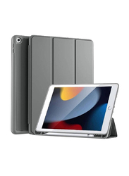 Gennext Apple iPad 10.2-inch 9th/8th Generation 2021/2020/2019 Premium PU Leather & Soft TPU Back Tablet Flip Case Cover with Pencil Holder, Space Grey