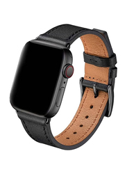 Gennext Replacement Genuine Leather Strap for Apple iWatch Series 8/SE/7/6/5/4/3/2/1 Ultra Watch 49mm/Ultra Watch 2/45mm/44mm/42mm, Black