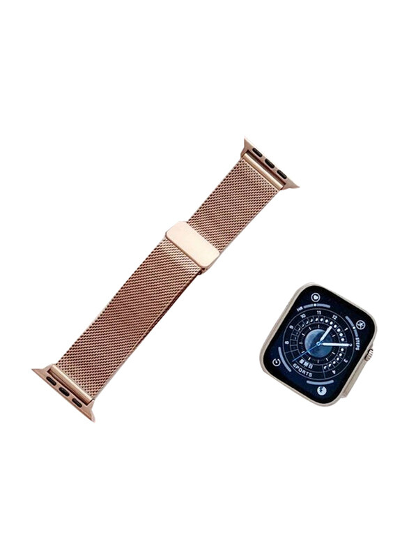 

Gennext Stainless Steel Magnetic Button Replacement Band for Apple Watch 42/44/45/49mm, Rose Gold