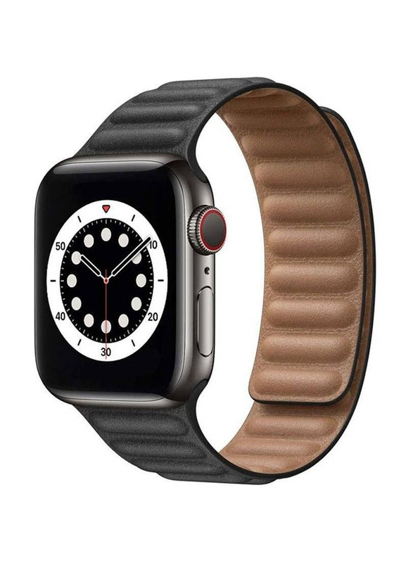 Gennext Leather Magnetic Replacement Strap Adjustable Wristband Compatible with Apple Watch Ultra 49mm, Black