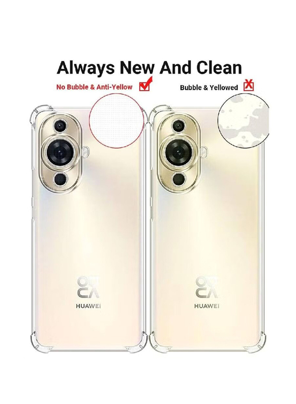 Huawei Nova 11 Pro Absorbent Reinforced Corner Soft TPU Transparent Back Protective Mobile Phone Case Cover, Clear